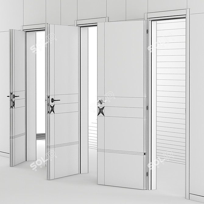 Smooth Interior Door (3 Sizes) 3D model image 3