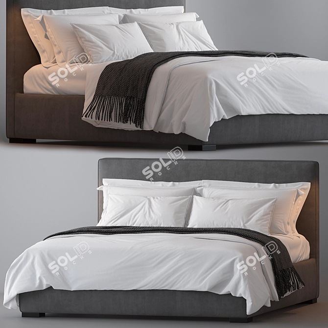 Modern Stone Plus Bed 3D model image 1