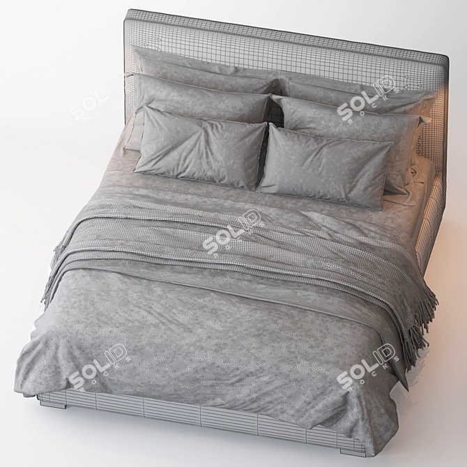 Modern Stone Plus Bed 3D model image 3