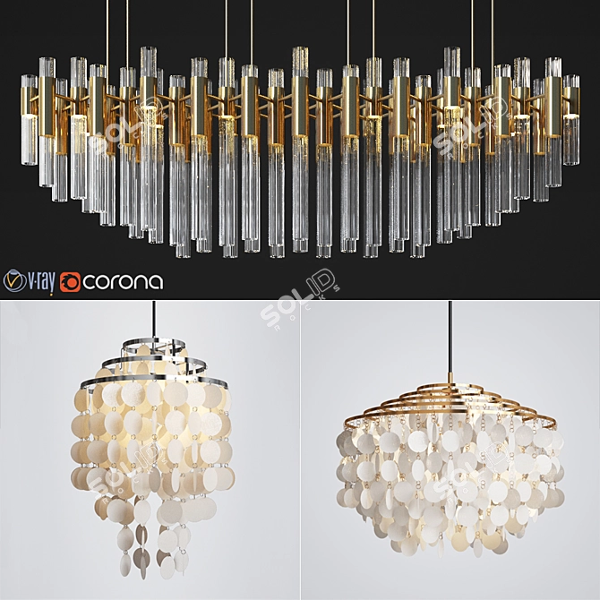 Elegant Capiz & Luxxu Chandelier Set 3D model image 1