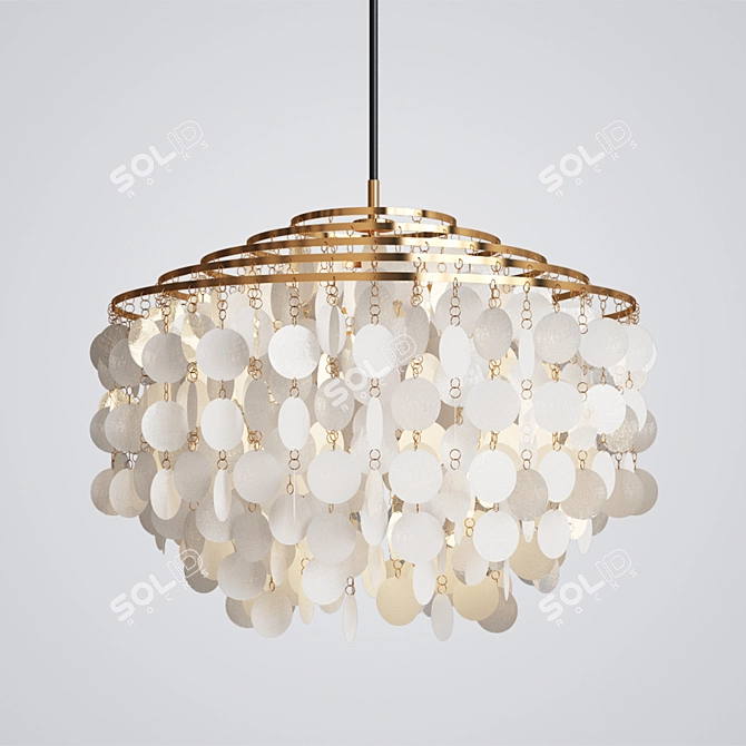 Elegant Capiz & Luxxu Chandelier Set 3D model image 2