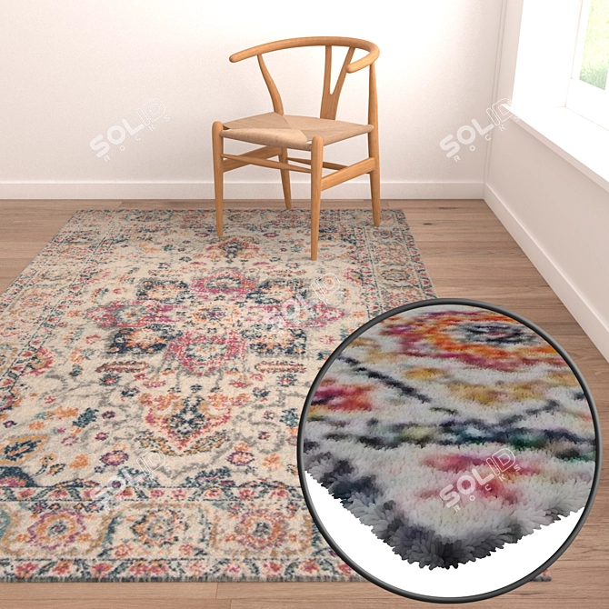 Luxury Carpet Collection: Set of 3 High-Quality Carpets 3D model image 2