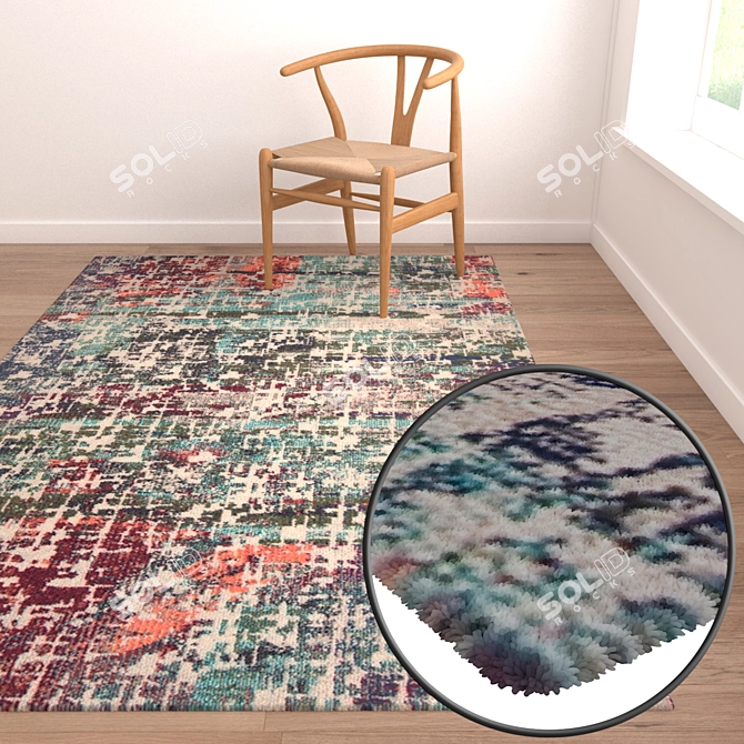 Versatile 3-Piece Carpet Set 3D model image 2