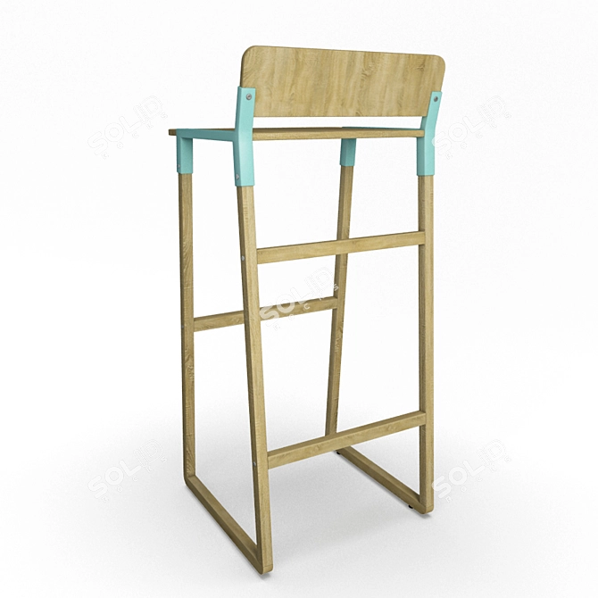 Rustic Wood Table & Stools Set 3D model image 2