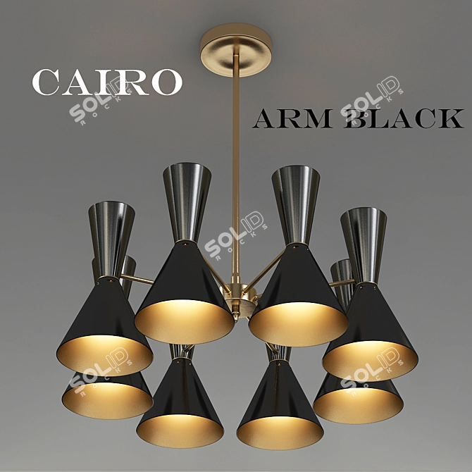 Elegant Cairo Chandelier: 8 Arm Black 3D model image 1