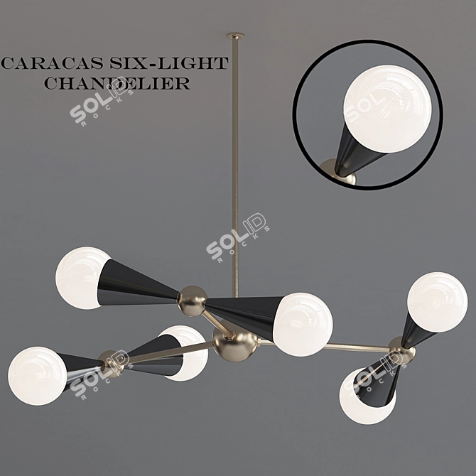 Caracas Six-Light Chandelier: A Modern Masterpiece 3D model image 1