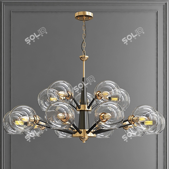 Thalia Chandelier: Blue Glass Elegance 3D model image 2