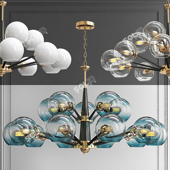 Thalia Chandelier: Blue Glass Elegance 3D model image 4