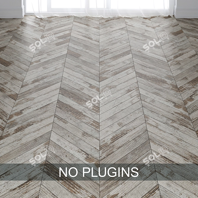 Vintage Painted Wood Parquet 3D model image 1