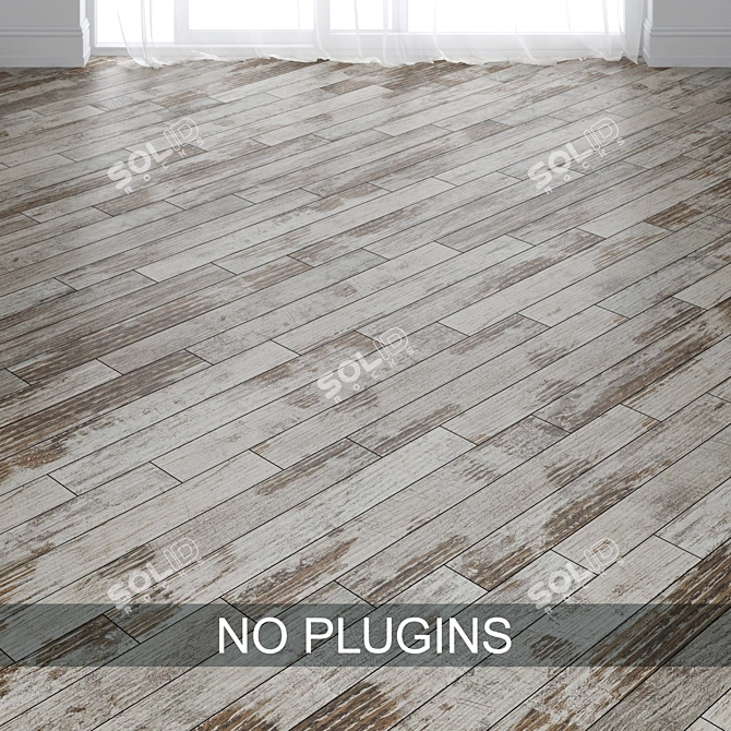 Vintage Painted Wood Parquet 3D model image 3