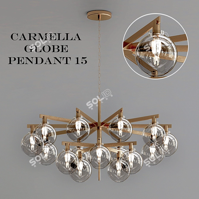 Elegant Globe Pendant Chandelier 3D model image 1