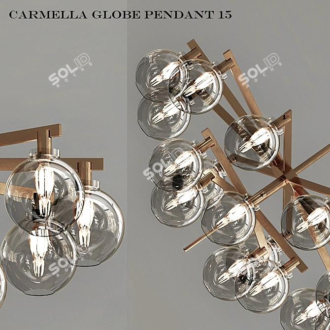 Elegant Globe Pendant Chandelier 3D model image 2