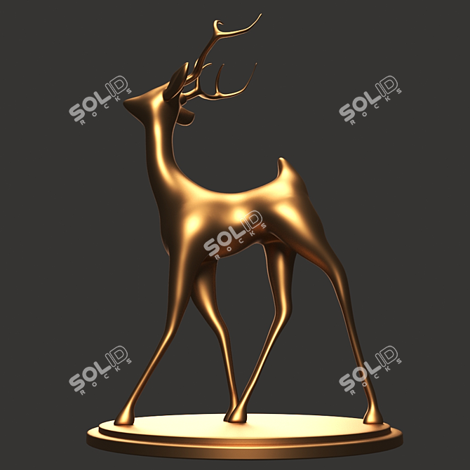 Graceful Gazelle Sculpture 3D model image 2