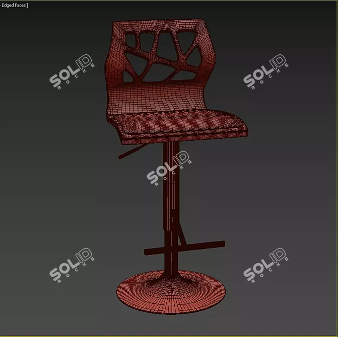 Stylish Height-Adjustable Swivel Stool 3D model image 3