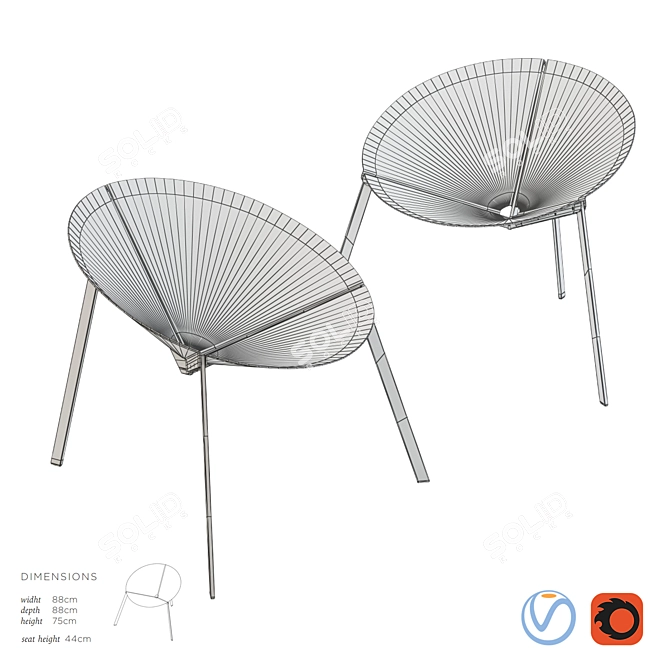 De Castelli Acapulco Chair: Elegant & Detailed Design 3D model image 2