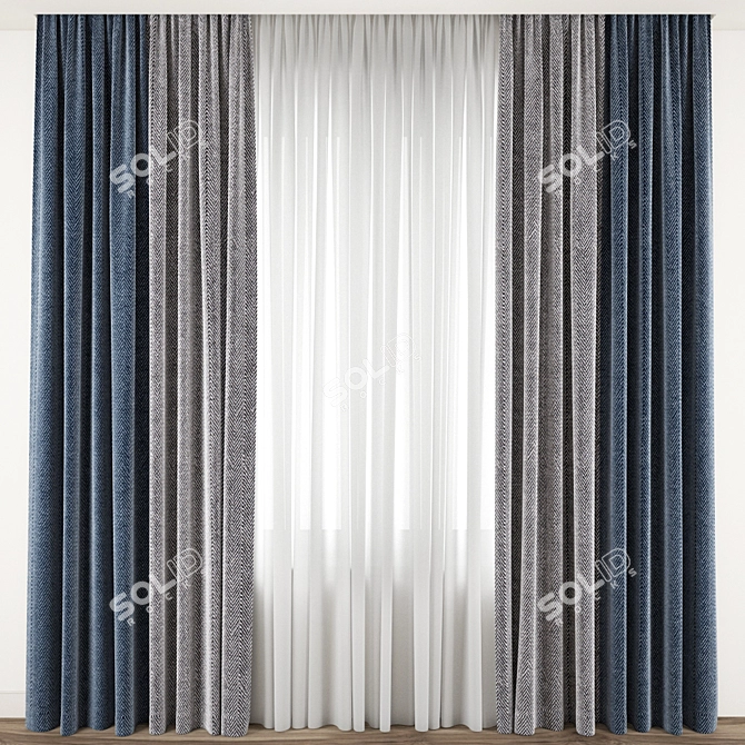 Elegant Detailed Curtain Model 3D model image 1