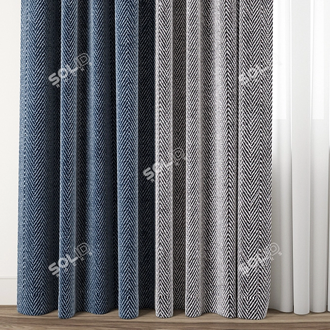 Elegant Detailed Curtain Model 3D model image 2