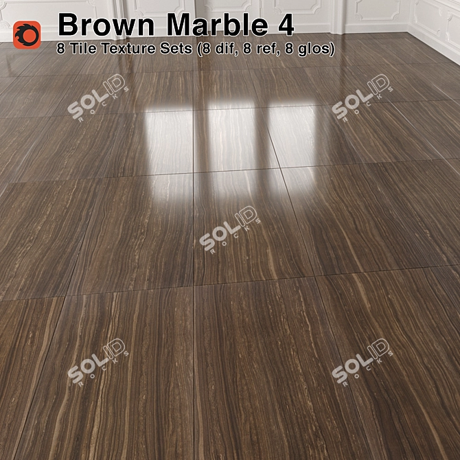 Premium Brown Marble Tiles - 4 3D model image 1