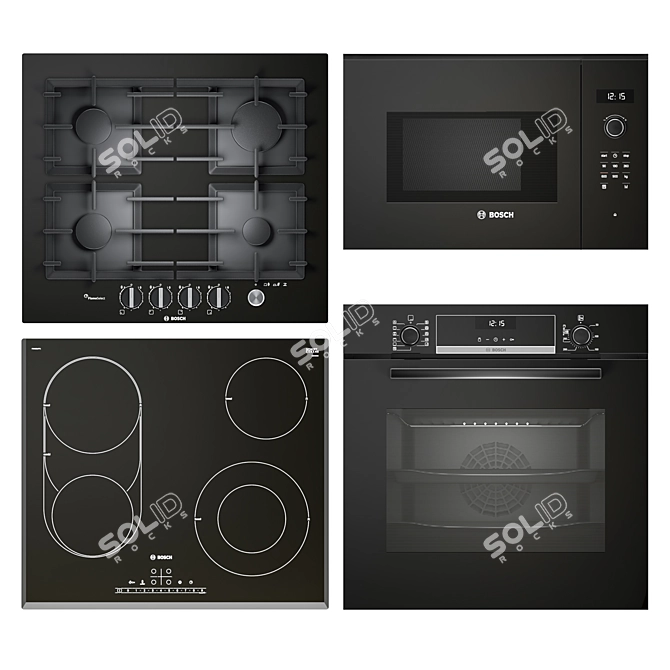 BOSCH Serie 6: Electric Cooktop, Oven, Microwave, Gas Cooktop 3D model image 1