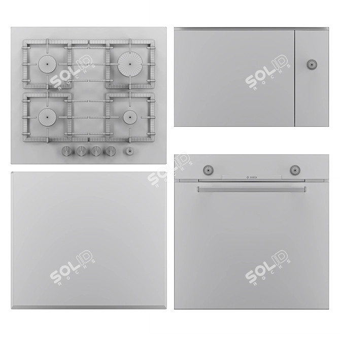 BOSCH Serie 6: Electric Cooktop, Oven, Microwave, Gas Cooktop 3D model image 2