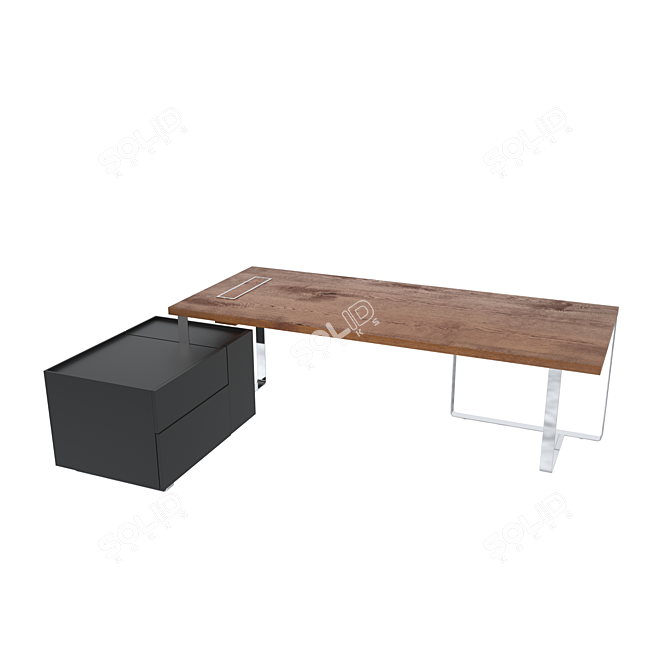 Modern Style Desk, 2445x1500x750mm 3D model image 1