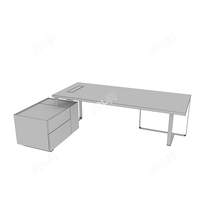 Modern Style Desk, 2445x1500x750mm 3D model image 3