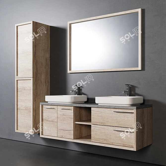 Vermont Bathroom Furniture Set - Modern, Textured Design 3D model image 1