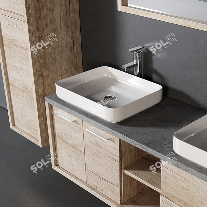 Vermont Bathroom Furniture Set - Modern, Textured Design 3D model image 2