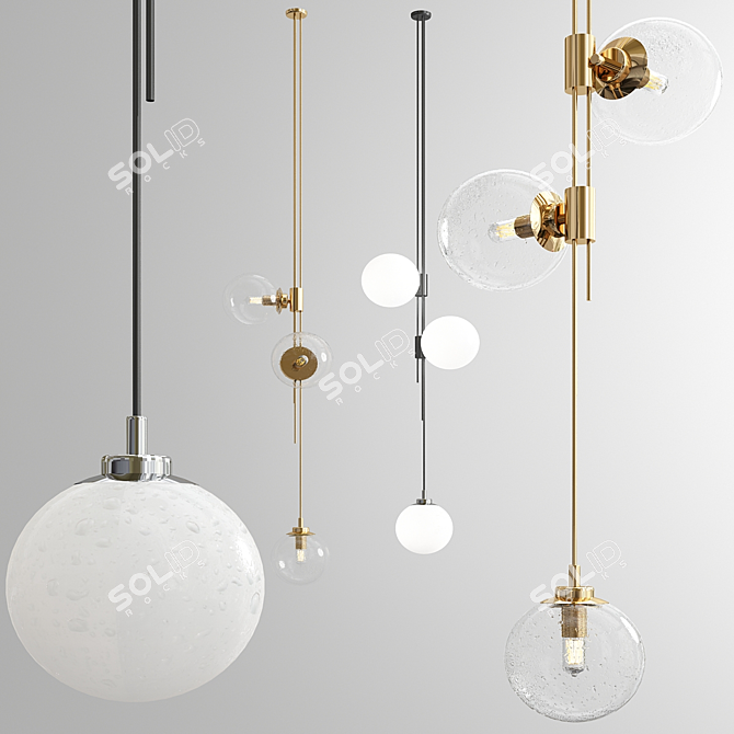 Sophisticated Trio Pendant Light 3D model image 1