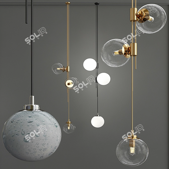 Sophisticated Trio Pendant Light 3D model image 2