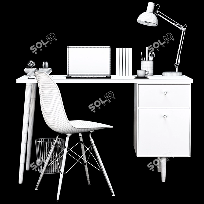 Modern Office Furniture Set: Desk & Chair 3D model image 3