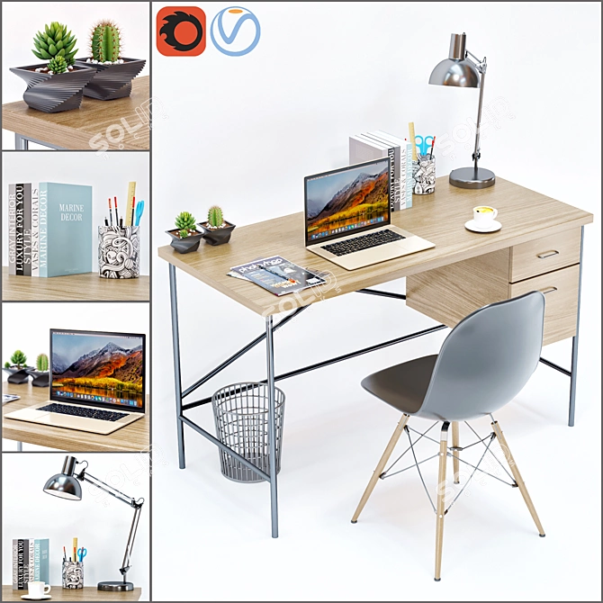 Modern Office Furniture Set 3D model image 1