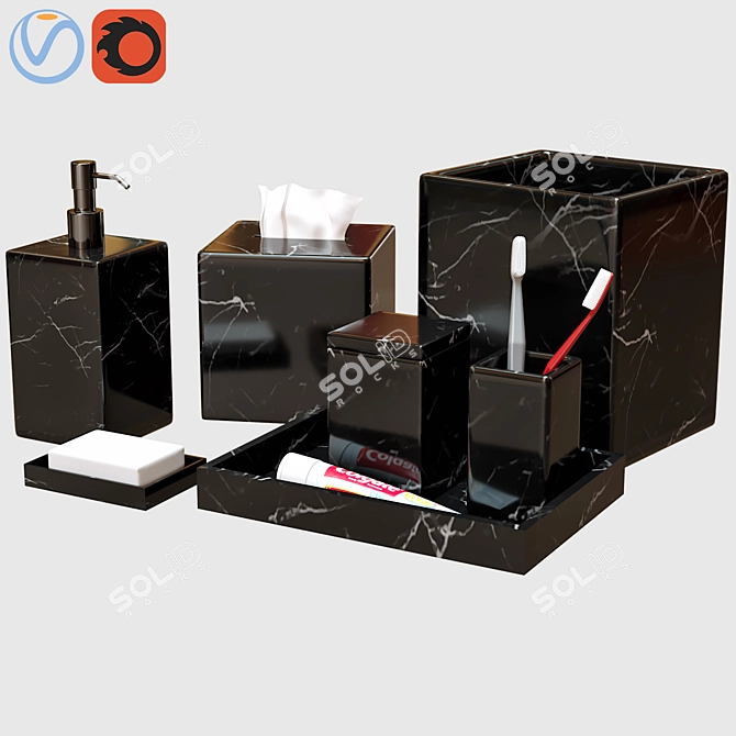 Elegant Bathroom Accessory Set 3D model image 1