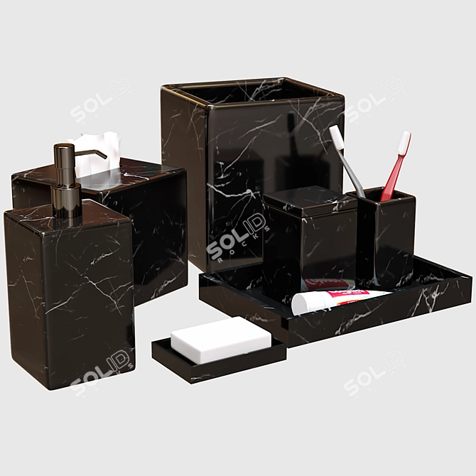 Elegant Bathroom Accessory Set 3D model image 2