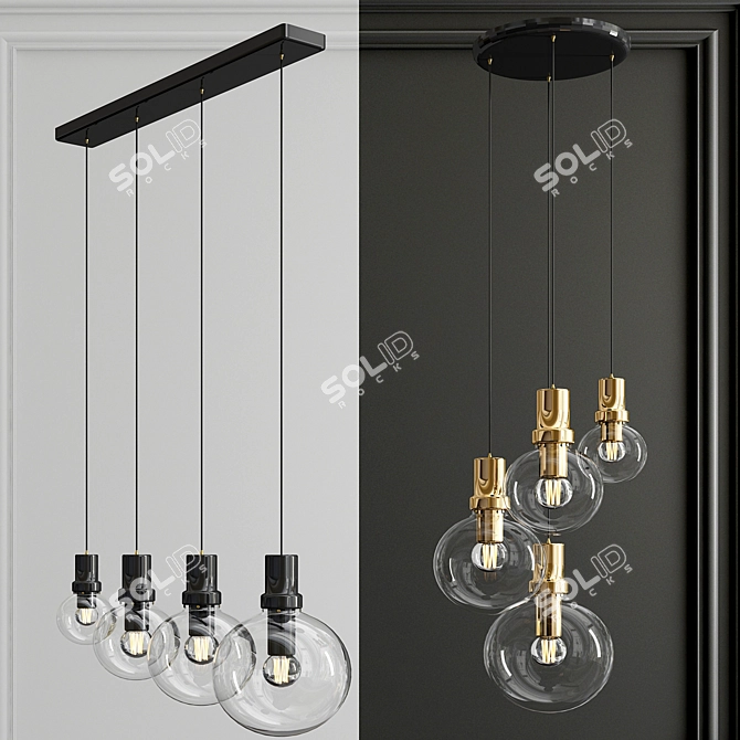 Sleek Glass Ball Pendant Light 3D model image 1