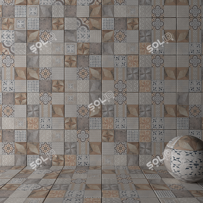 HD Multi-Texture Wall & Floor Tiles 3D model image 2