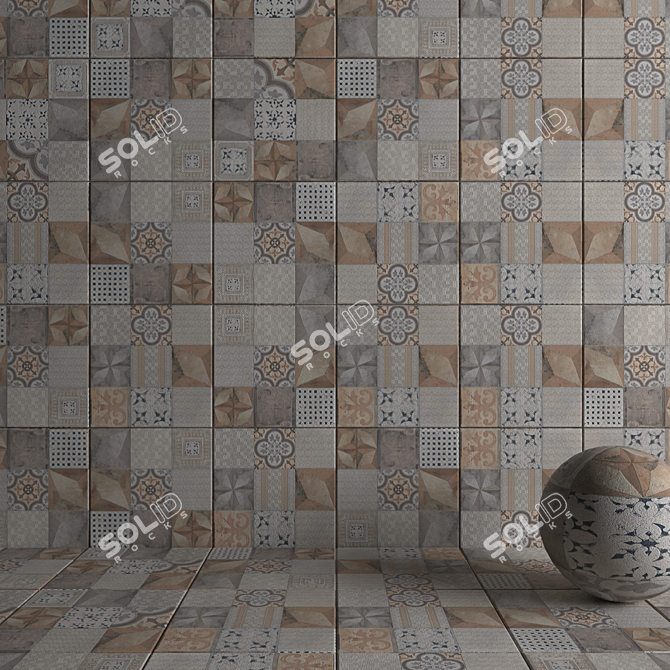 HD Multi-Texture Wall & Floor Tiles 3D model image 3