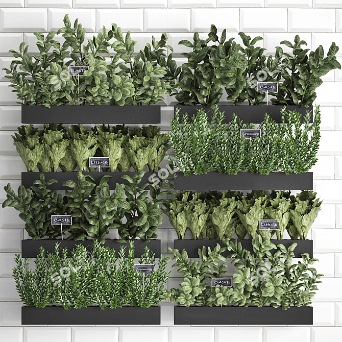 Vertical Garden: Exotic Houseplants & Herbs 3D model image 1