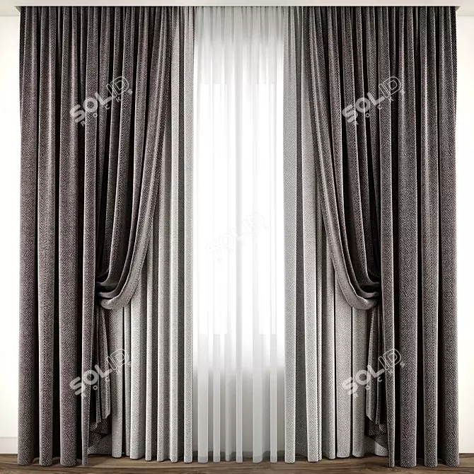 Elegant Drapery Accents 3D model image 1