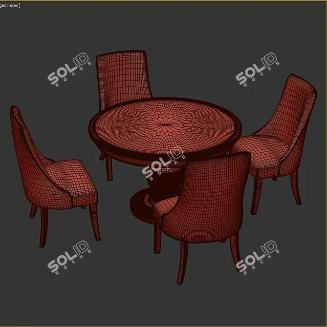 Elegant Barrington Dining Set 3D model image 3