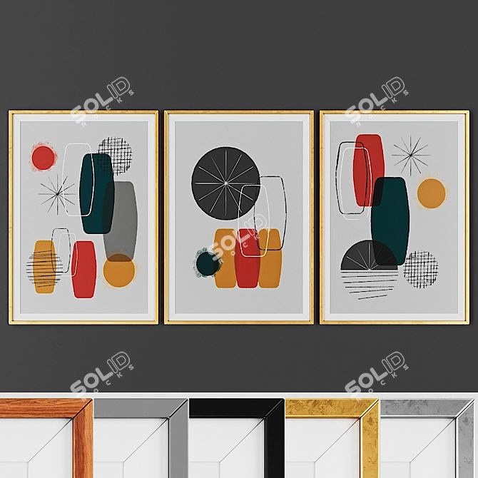 Geometric Abstract Picture Frame Set 3D model image 1