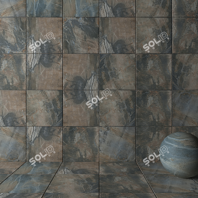 Blue Fossil Wall Tiles | HD 60x60 | Multi-Texture 3D model image 2