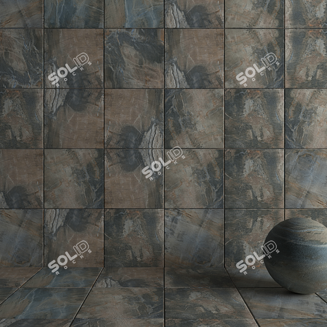 Blue Fossil Wall Tiles | HD 60x60 | Multi-Texture 3D model image 3