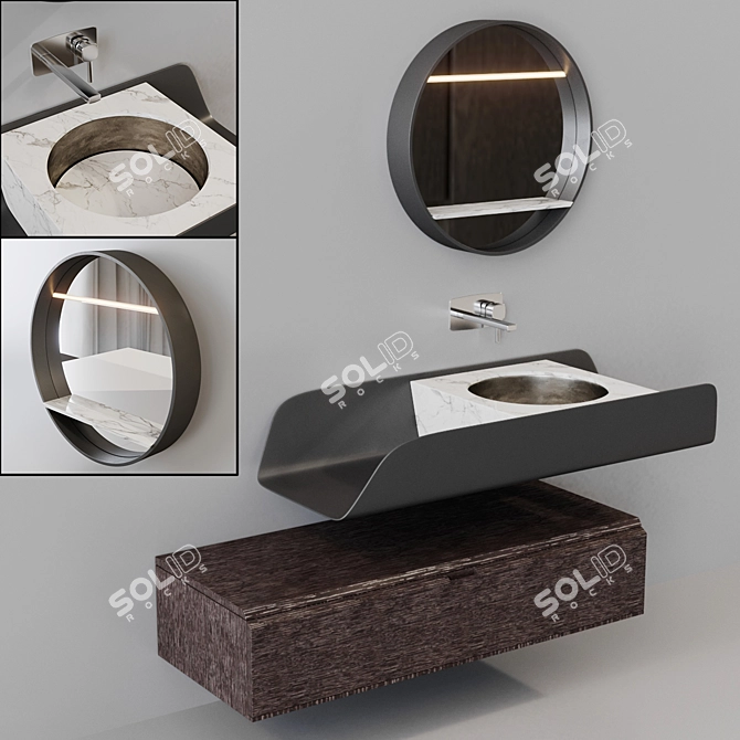 DUNA Roble Noche Porcelanosa Oak Bathroom Cabinet 3D model image 1