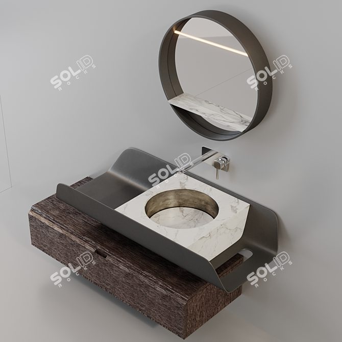 DUNA Roble Noche Porcelanosa Oak Bathroom Cabinet 3D model image 2