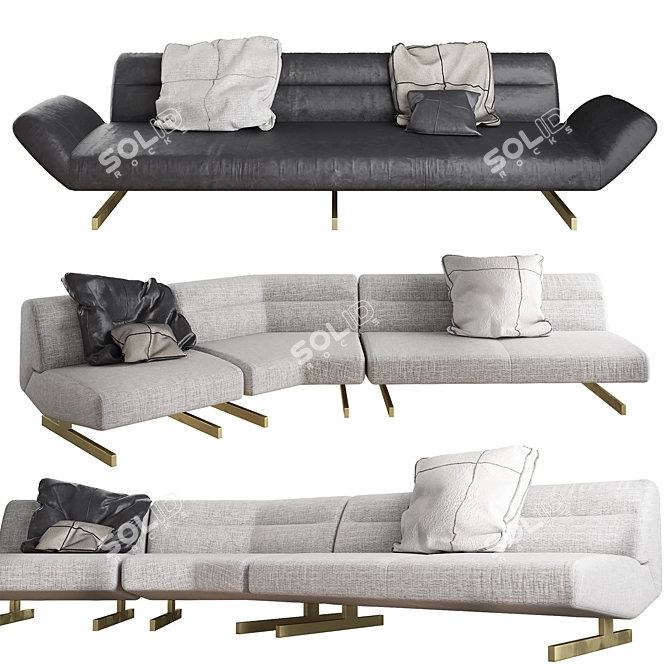 Elegant Nash Sofa 3D model image 1