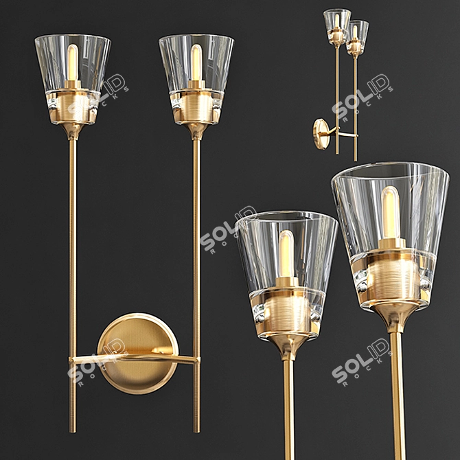 Art Deco Double Wall Lamp 3D model image 1