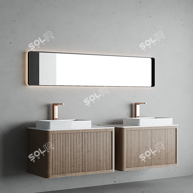 Vintage Blinds Roble Alba Bathroom Set 3D model image 2