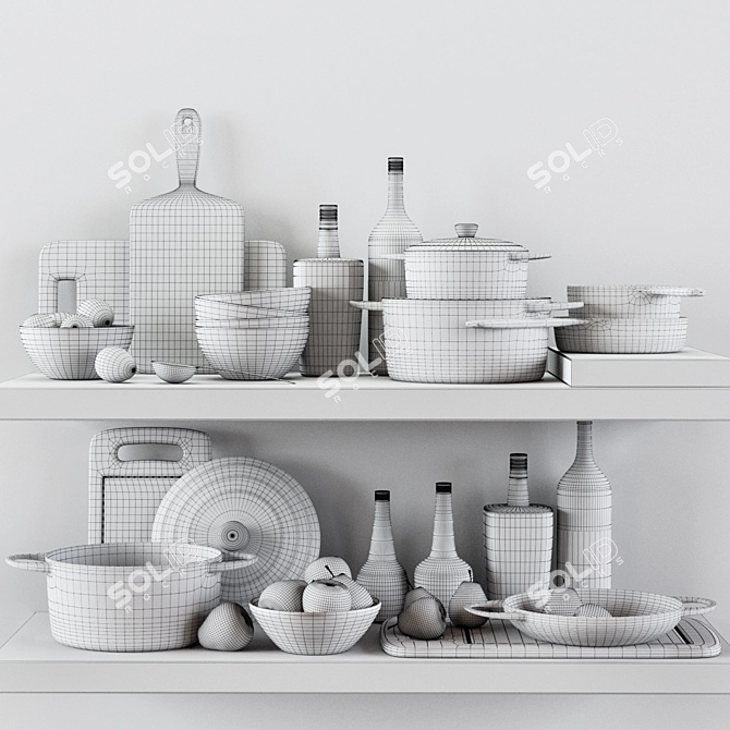 Elegant Kitchen Decor Set 3D model image 1