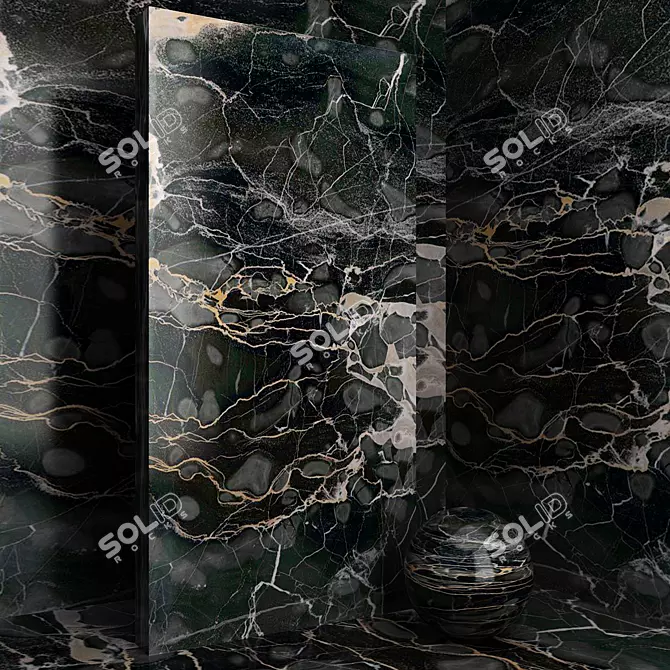 Elegant White Marble Slab 3D model image 1